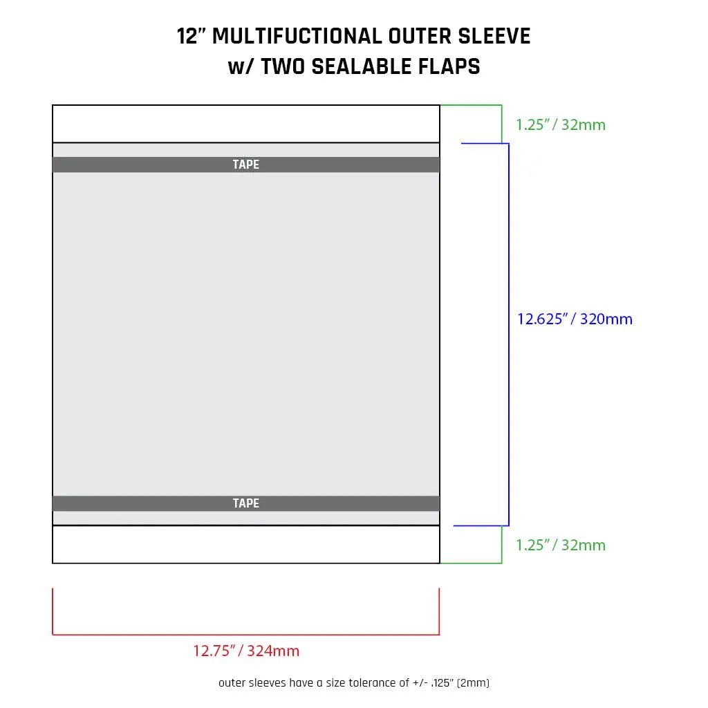 12.75" Multifunctional Outer Sleeves w/ Two Sealable Flaps - 4mil (25 pack)
