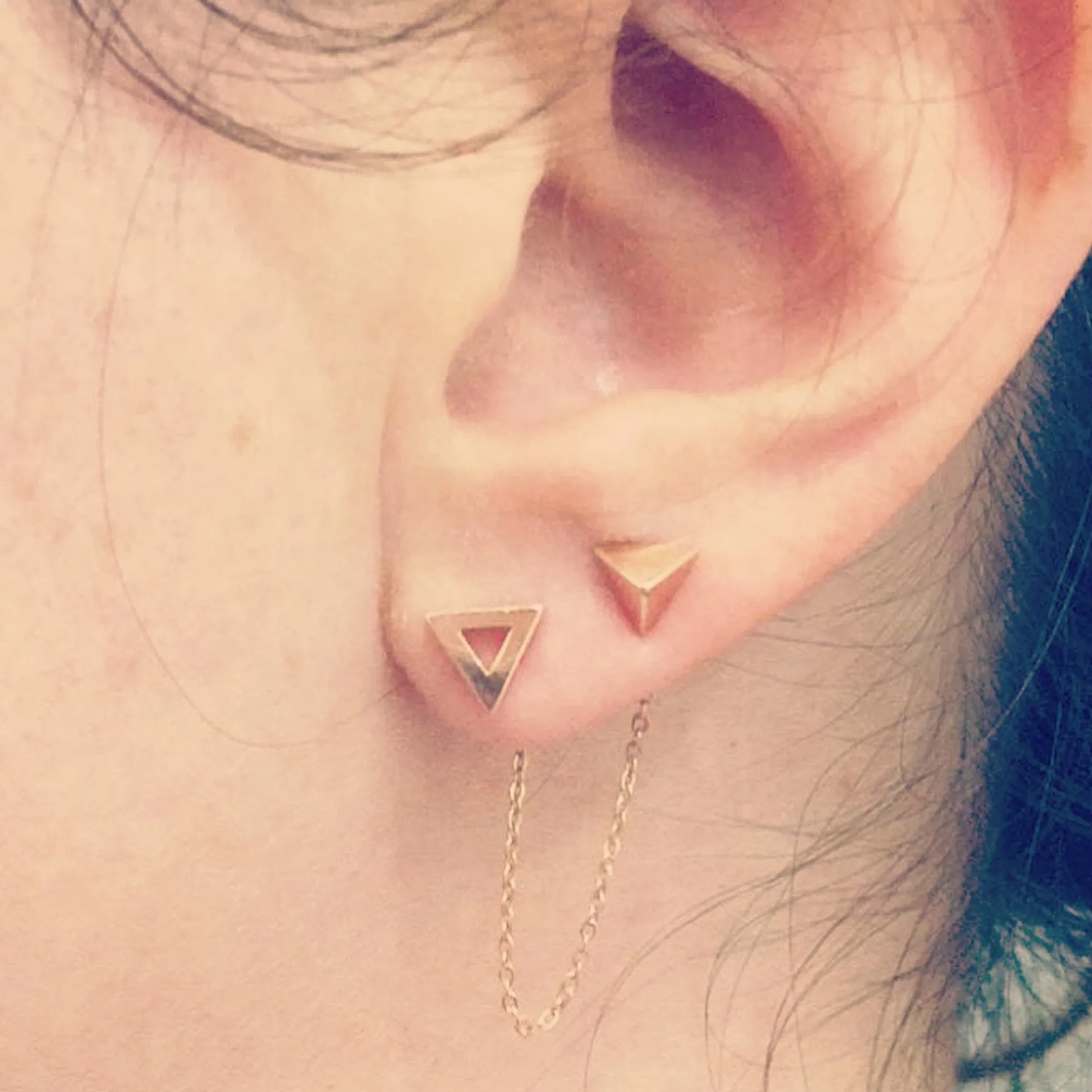 14K Gold Dangle Cable Chain Earring Jacket