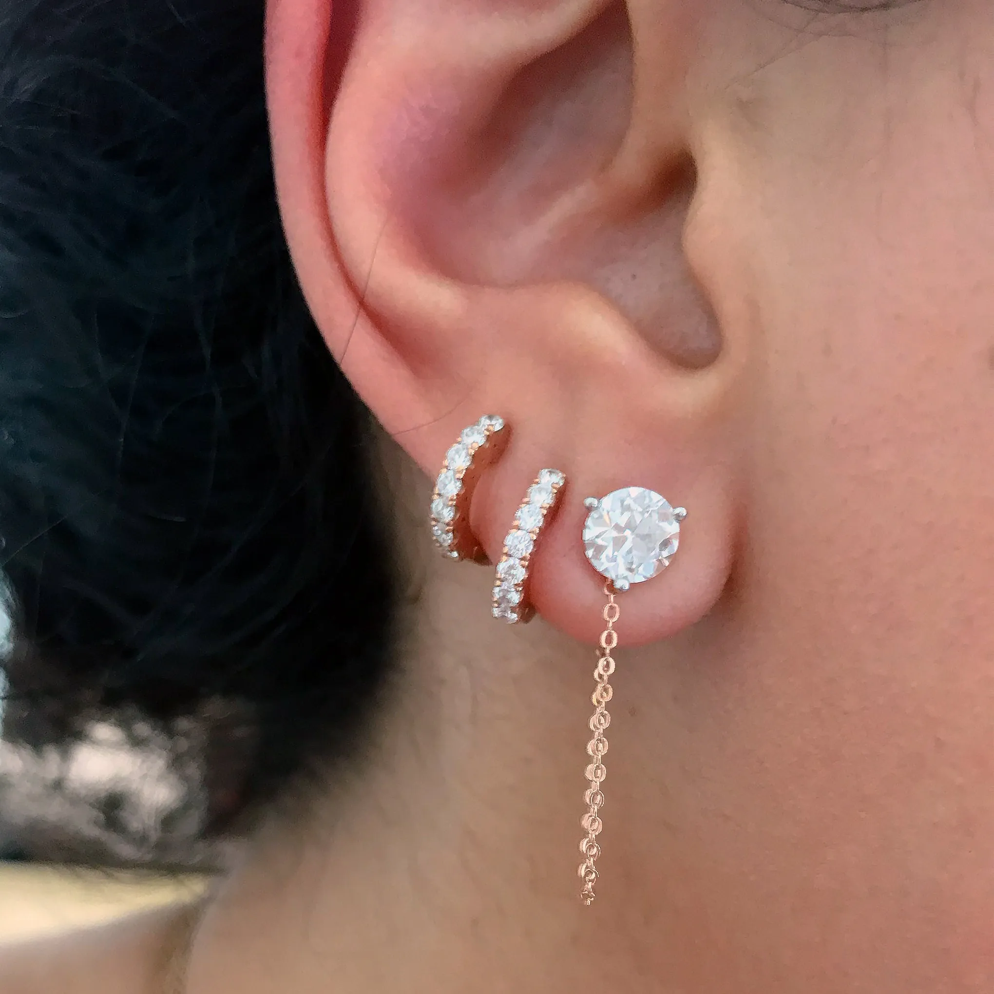 14K Gold Dangle Cable Chain Earring Jacket