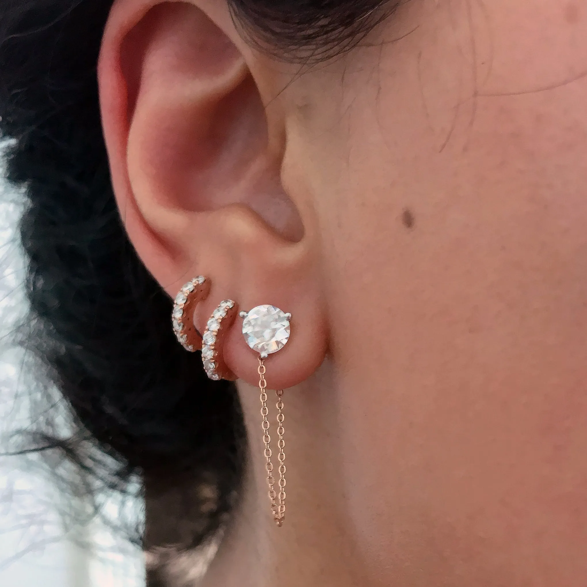 14K Gold Dangle Cable Chain Earring Jacket