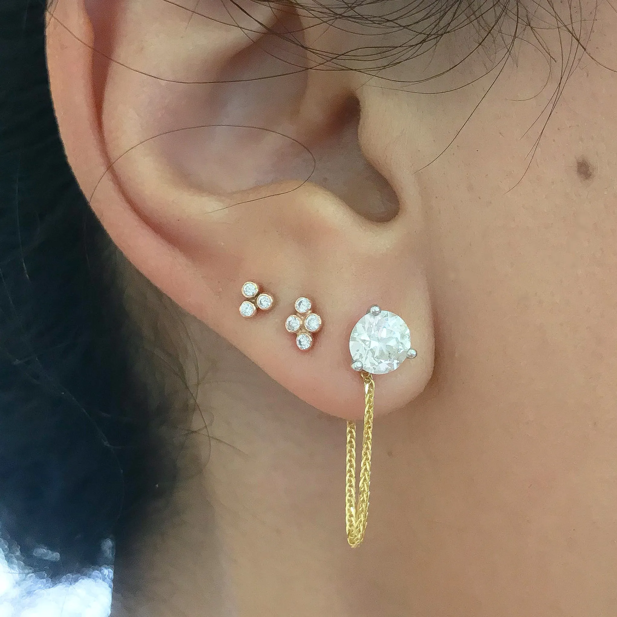 14K Gold Dangle Wheat Chain Earring Jacket