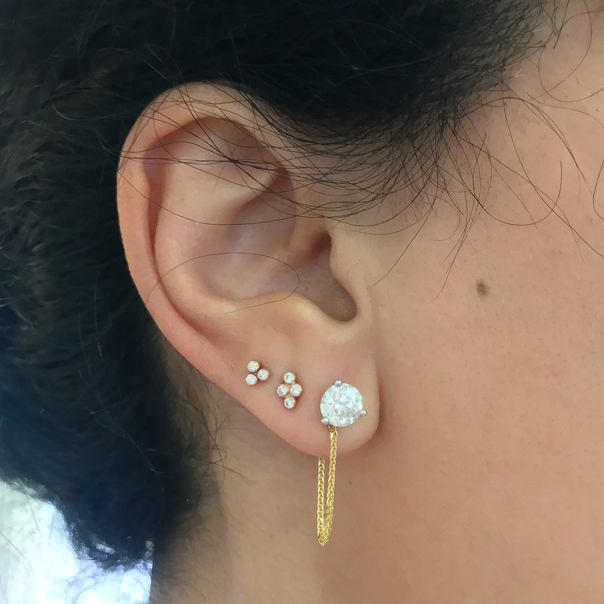 14K Gold Dangle Wheat Chain Earring Jacket