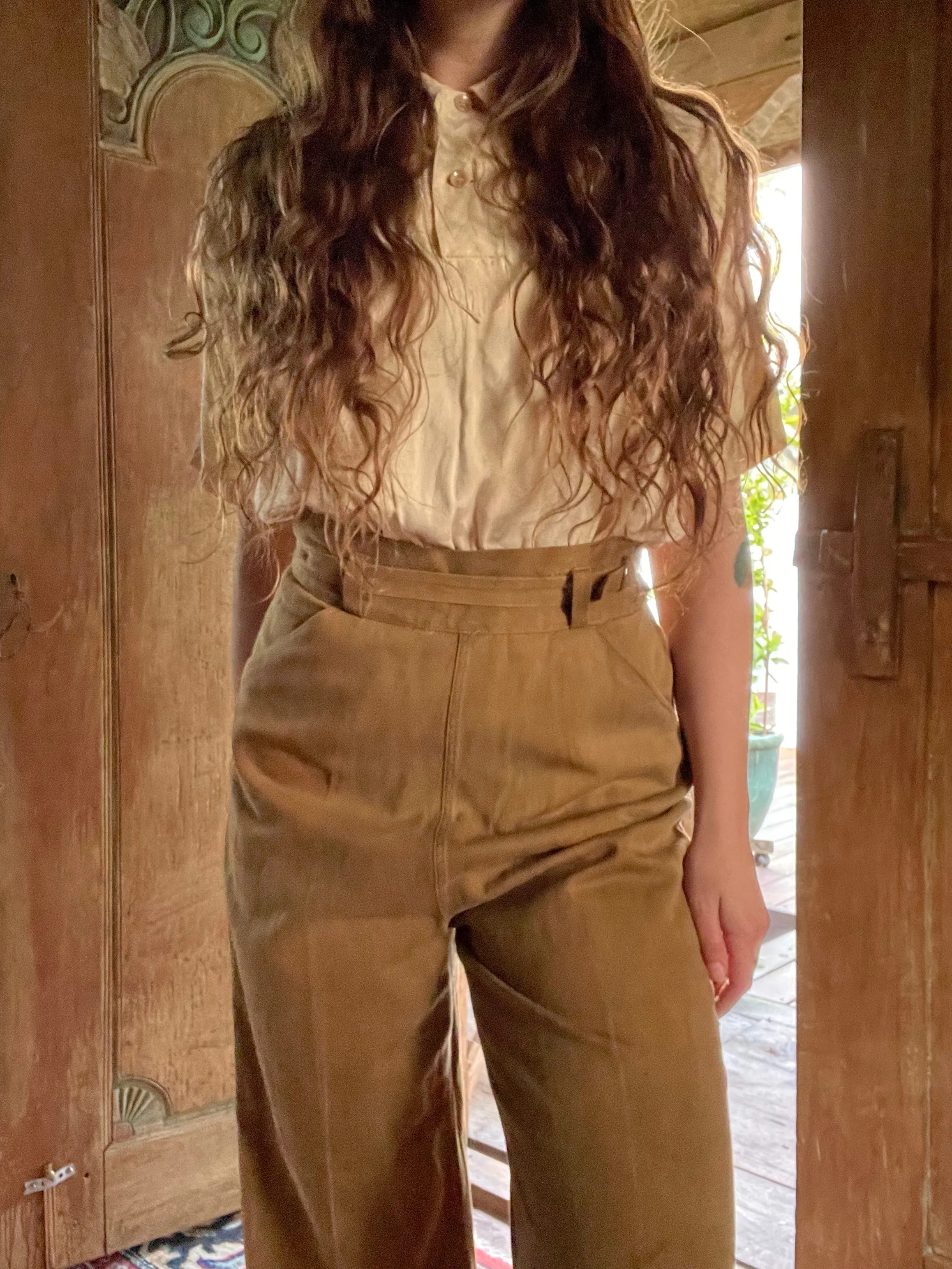 1940s Sanforized Cotton Side Button Sportswear Pants