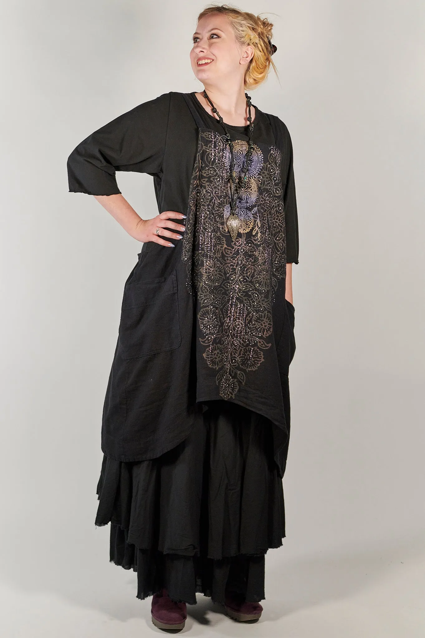 6202 Juniper Apron Jumper Black Sweet Dream Print-P