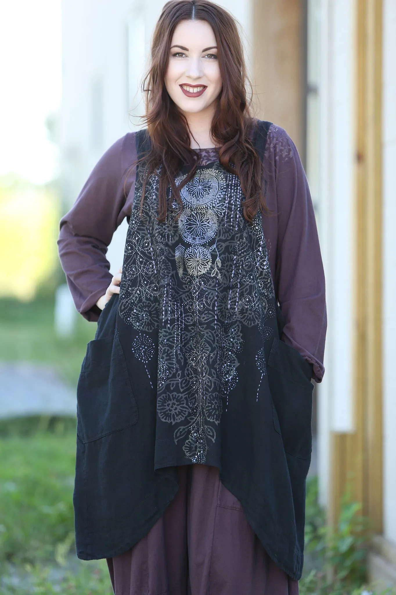 6202 Juniper Apron Jumper Black Sweet Dream Print-P