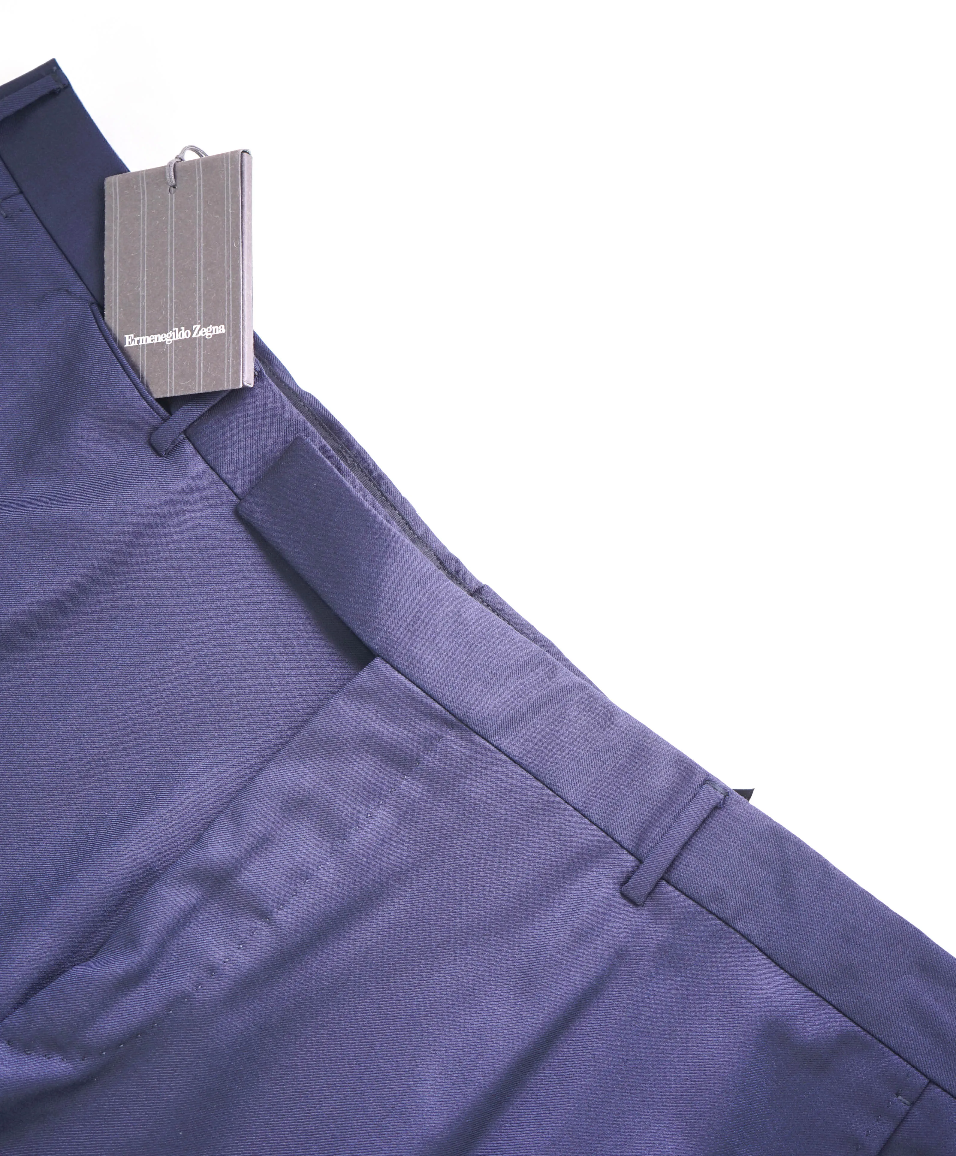 $795 ERMENEGILDO ZEGNA - Blue SILK “ACHILLFARM" Flat Front Trousers- 40W