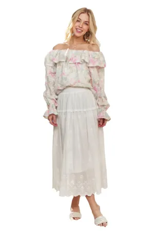 ADORA Ruffled Off Shoulder Floral Blouse