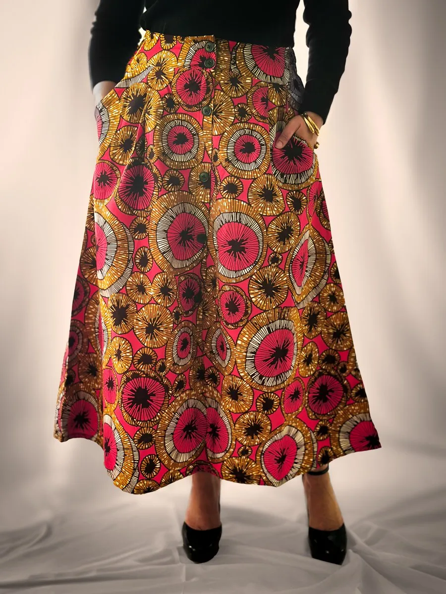 African Batik Midi Skirts - Bahaari Collection