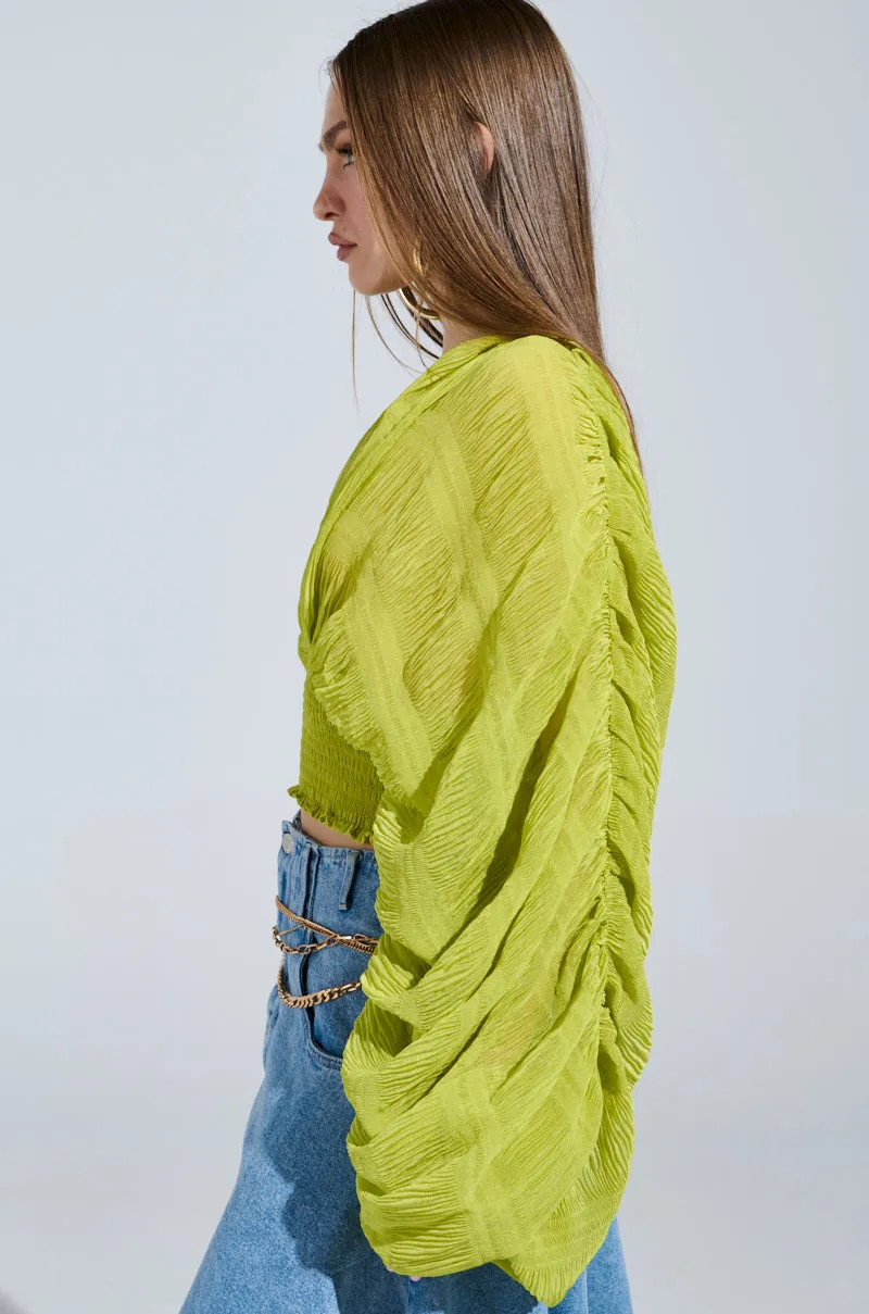 ALL THE BUZZ DEEP V LONG SLEEVE BLOUSE