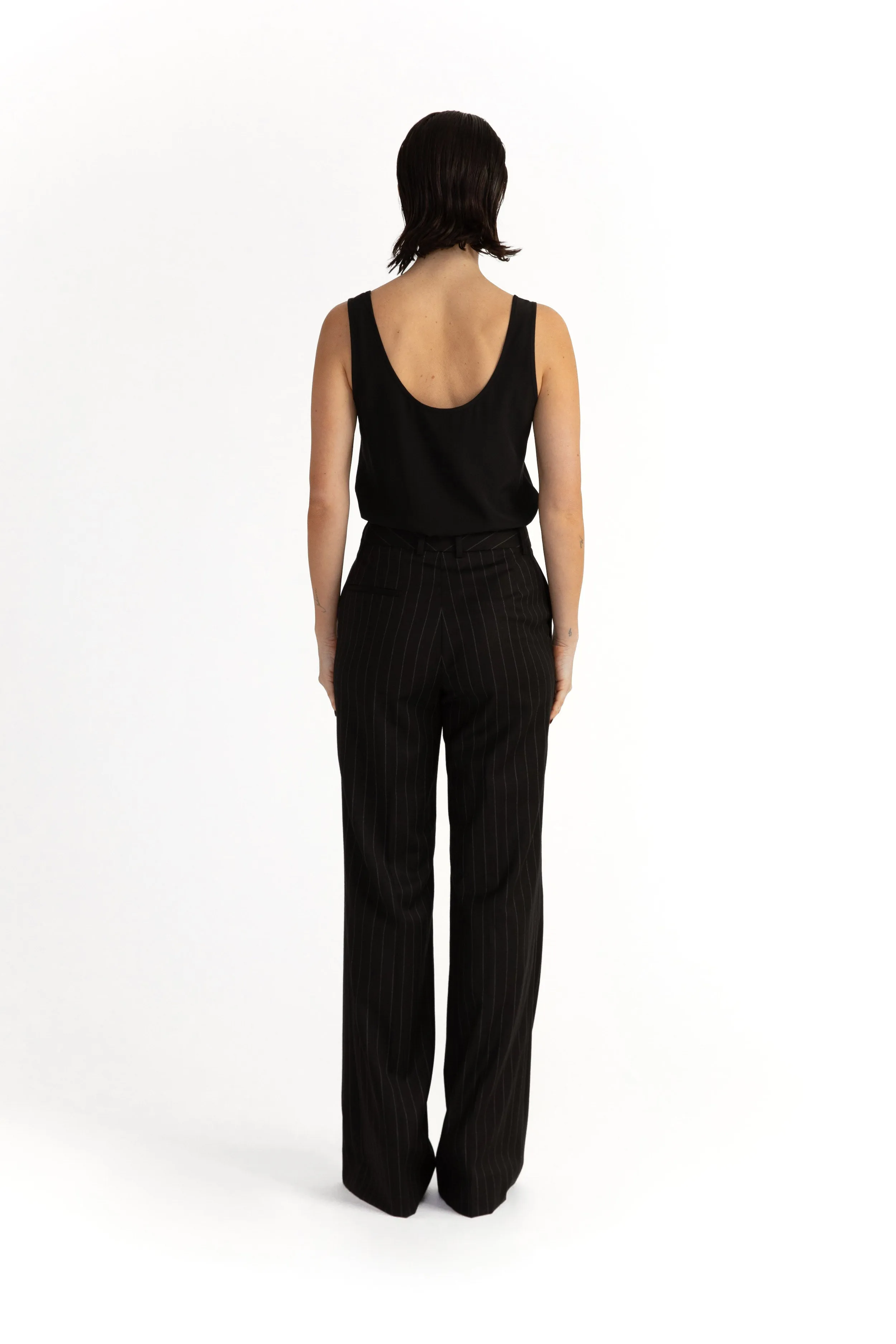 Amarante Jacket & Bordeaux Trousers in Black Pinstripe
