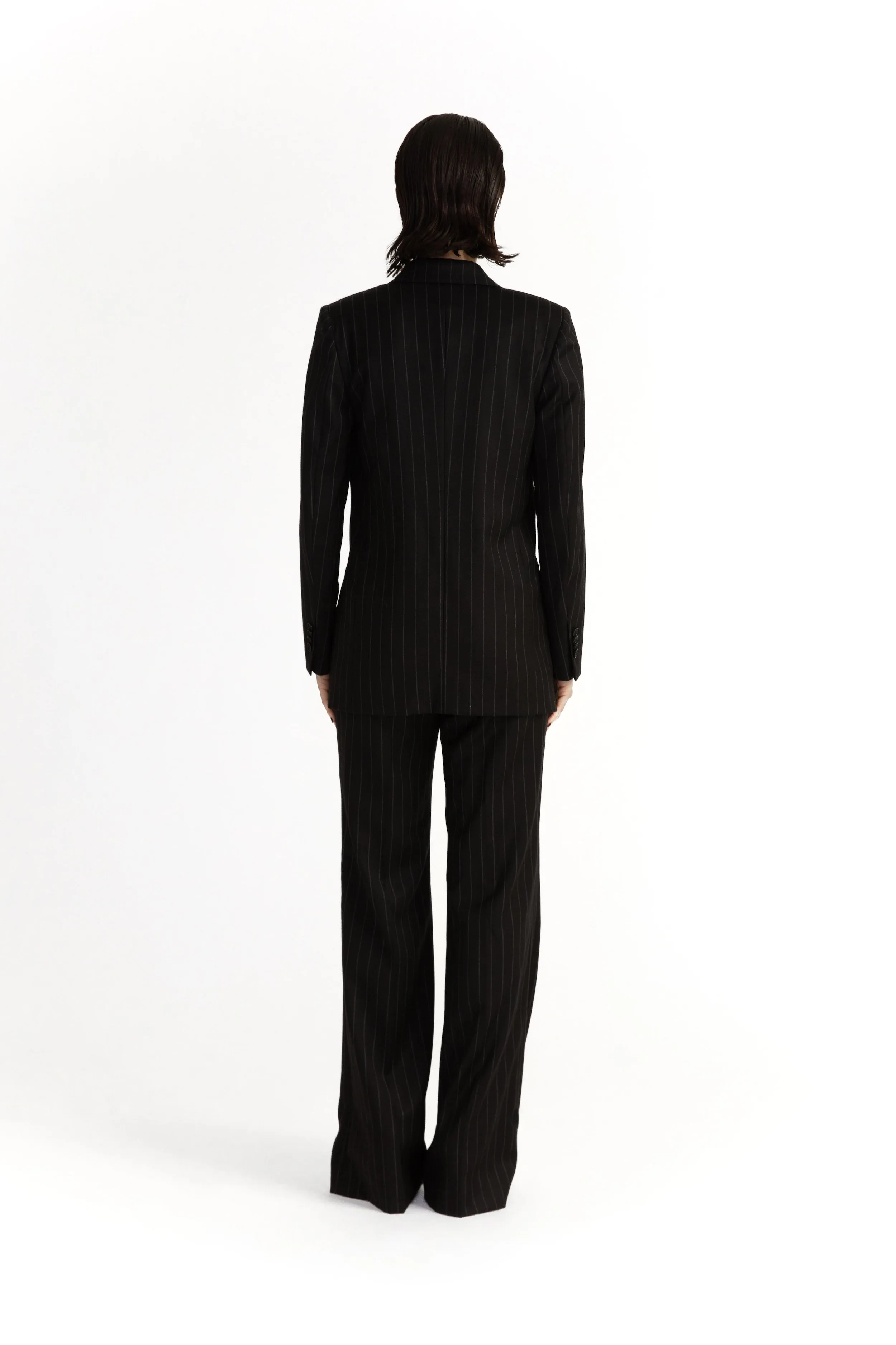 Amarante Jacket & Bordeaux Trousers in Black Pinstripe
