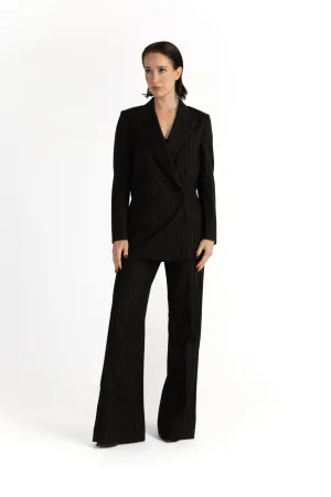 Amarante Jacket & Bordeaux Trousers in Black Pinstripe