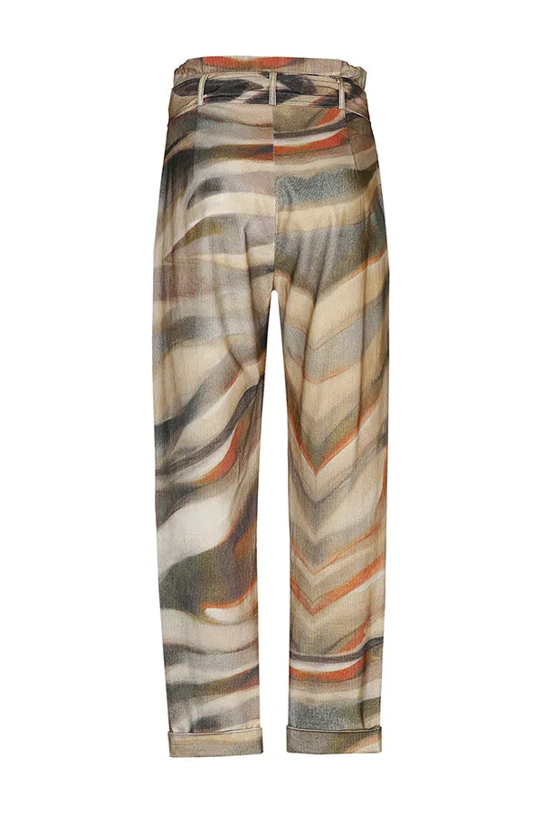 ANIMAL PRINTED HIGH WAIST SOFT BAGGY TROUSERS