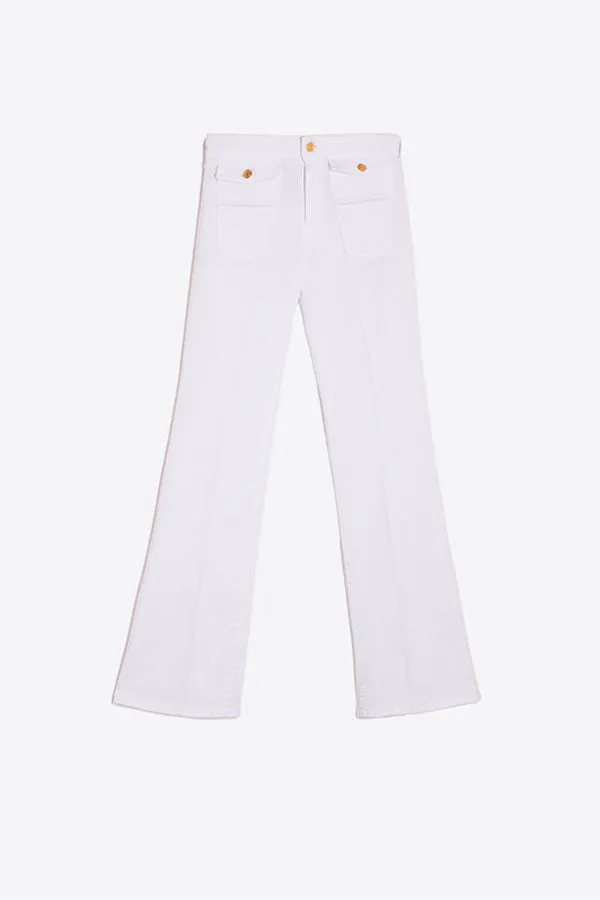 ANNINA EMB WHITE DENIM TROUSERS