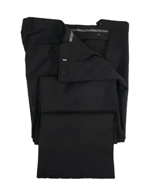 ARMANI COLLEZIONI - Solid Black Flat Front Dress Pants Pick Stitching & Coin Pocket - 34W
