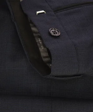 ARMANI COLLEZIONI - Tonal Micro Check Navy Flat Front Dress Pants - 39W
