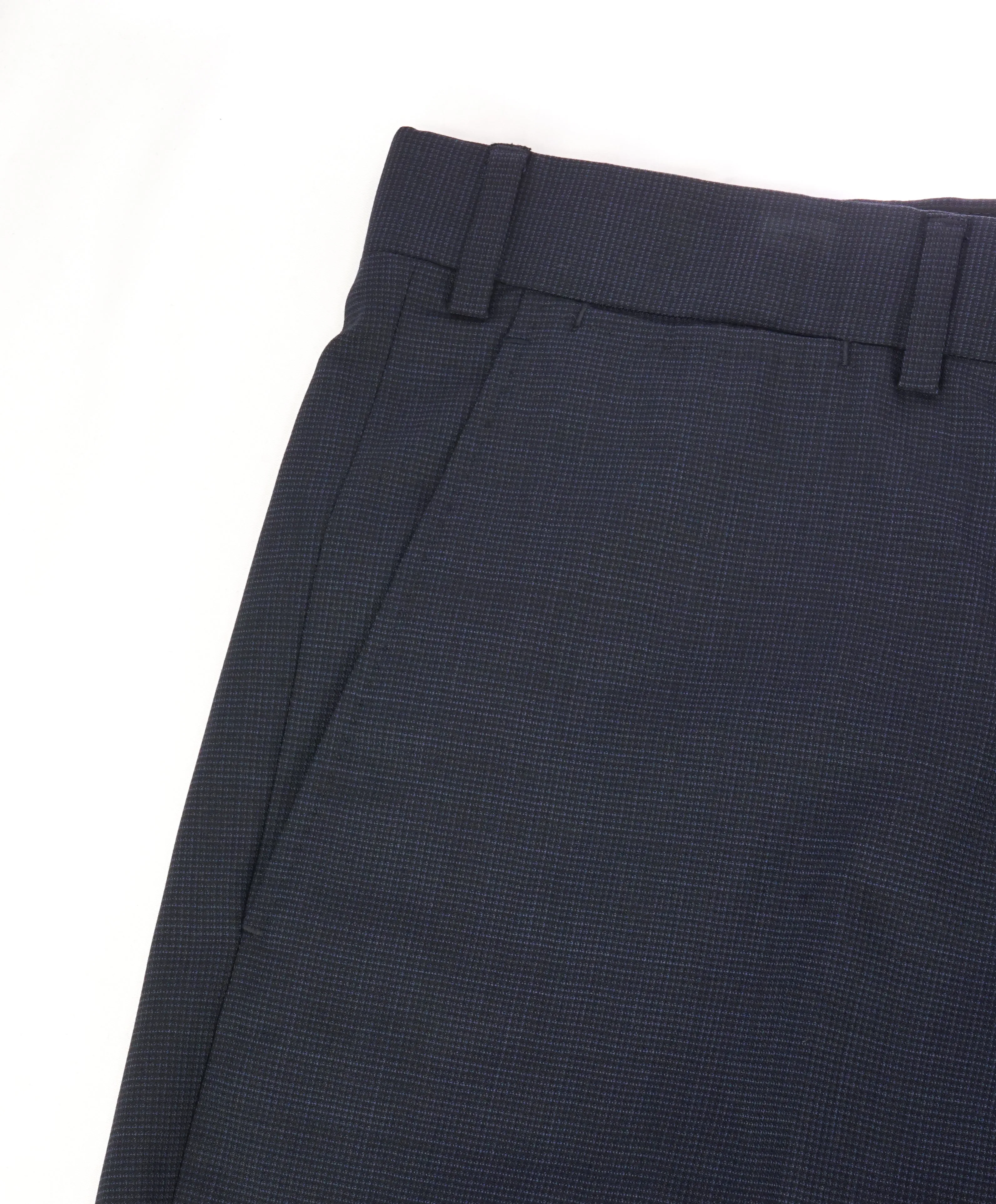 ARMANI COLLEZIONI - Tonal Micro Check Navy Flat Front Dress Pants - 39W