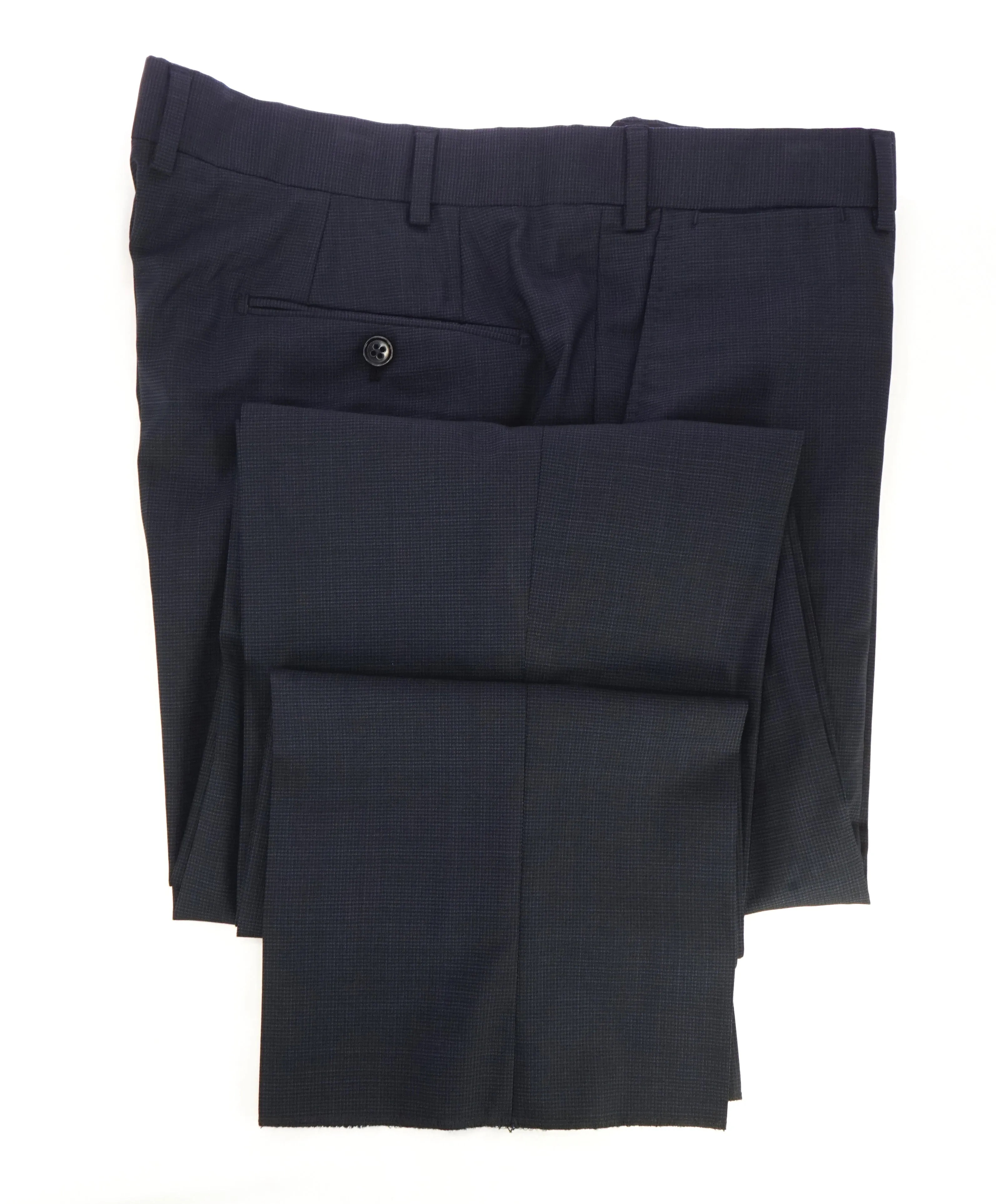 ARMANI COLLEZIONI - Tonal Micro Check Navy Flat Front Dress Pants - 39W