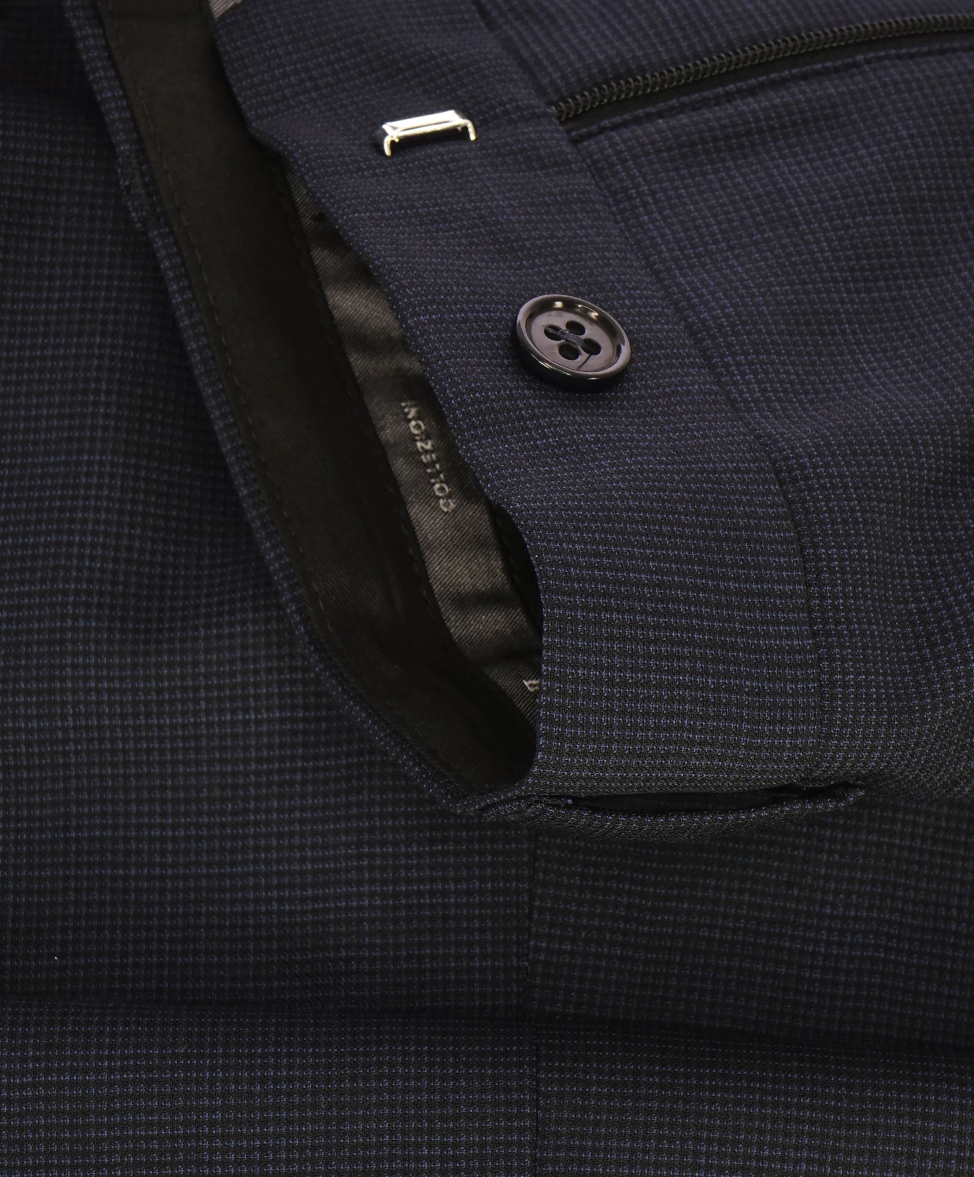 ARMANI COLLEZIONI - Tonal Micro Check Navy Flat Front Dress Pants - 39W