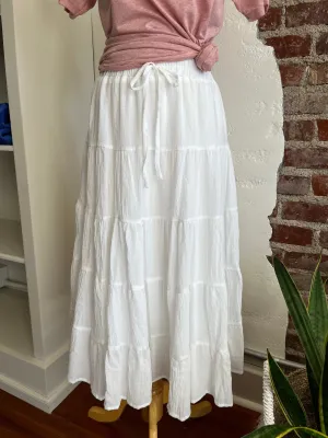 Ashley Crinkled Tiered Skirt - White
