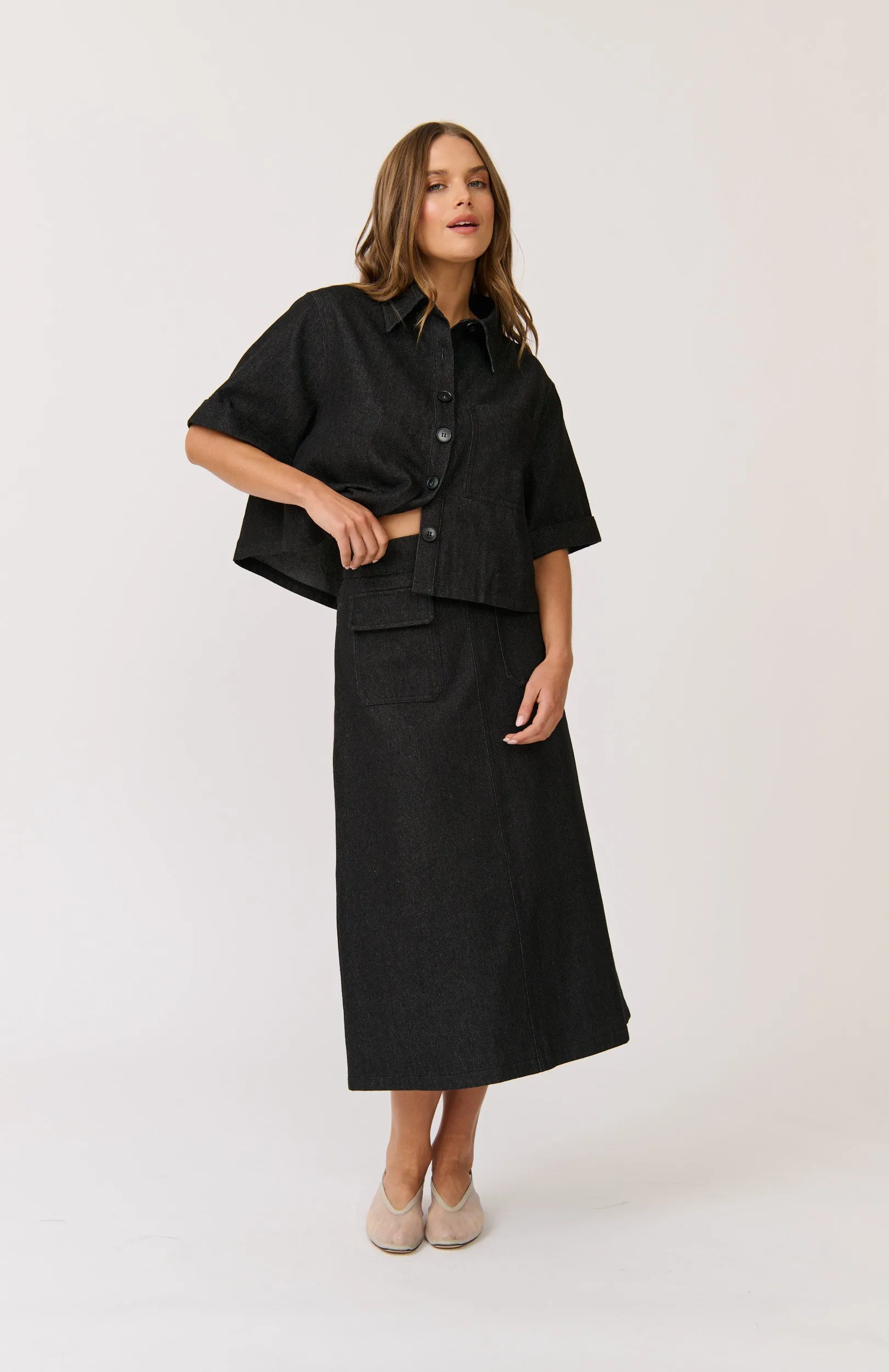 ASTRID SKIRT || BLACK DENIM