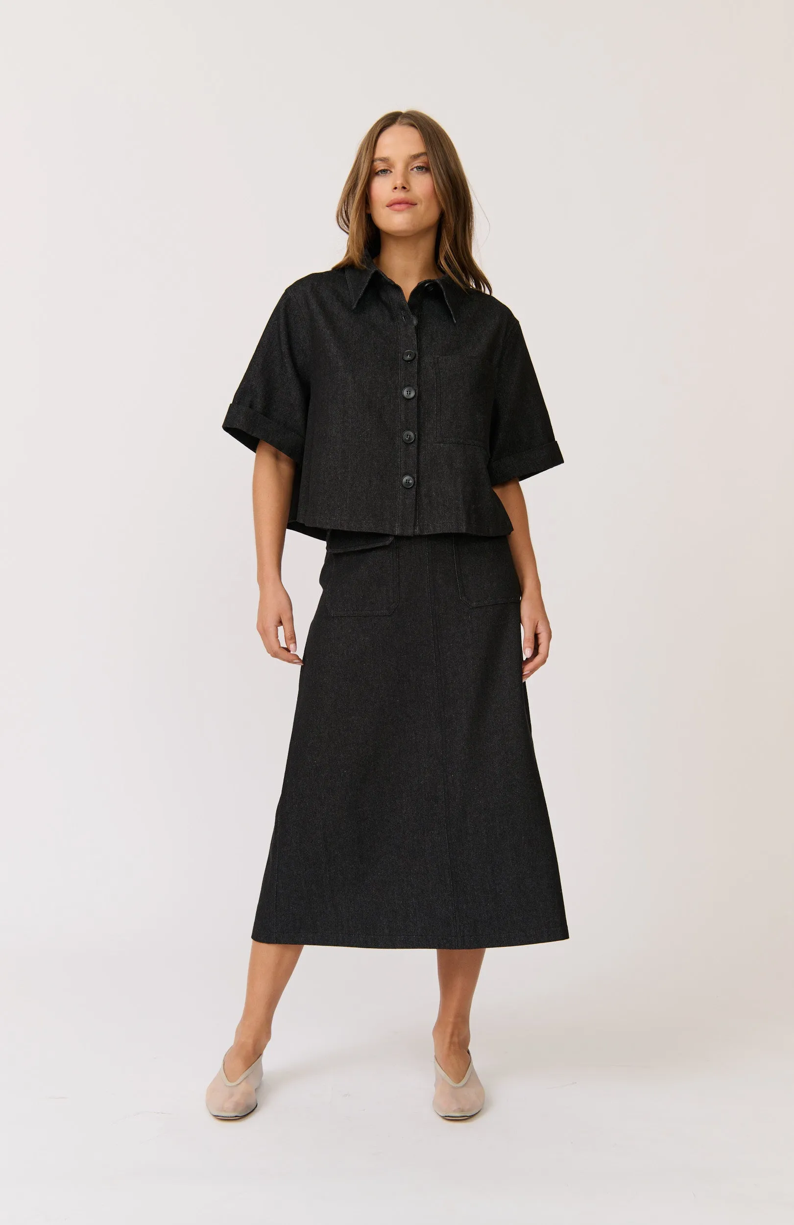 ASTRID SKIRT || BLACK DENIM