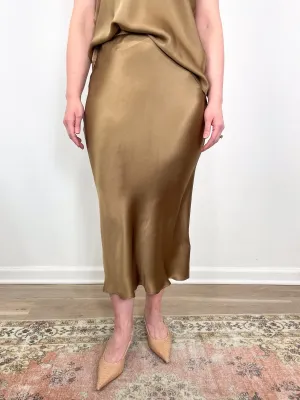 Bar Silk Skirt in Sepia