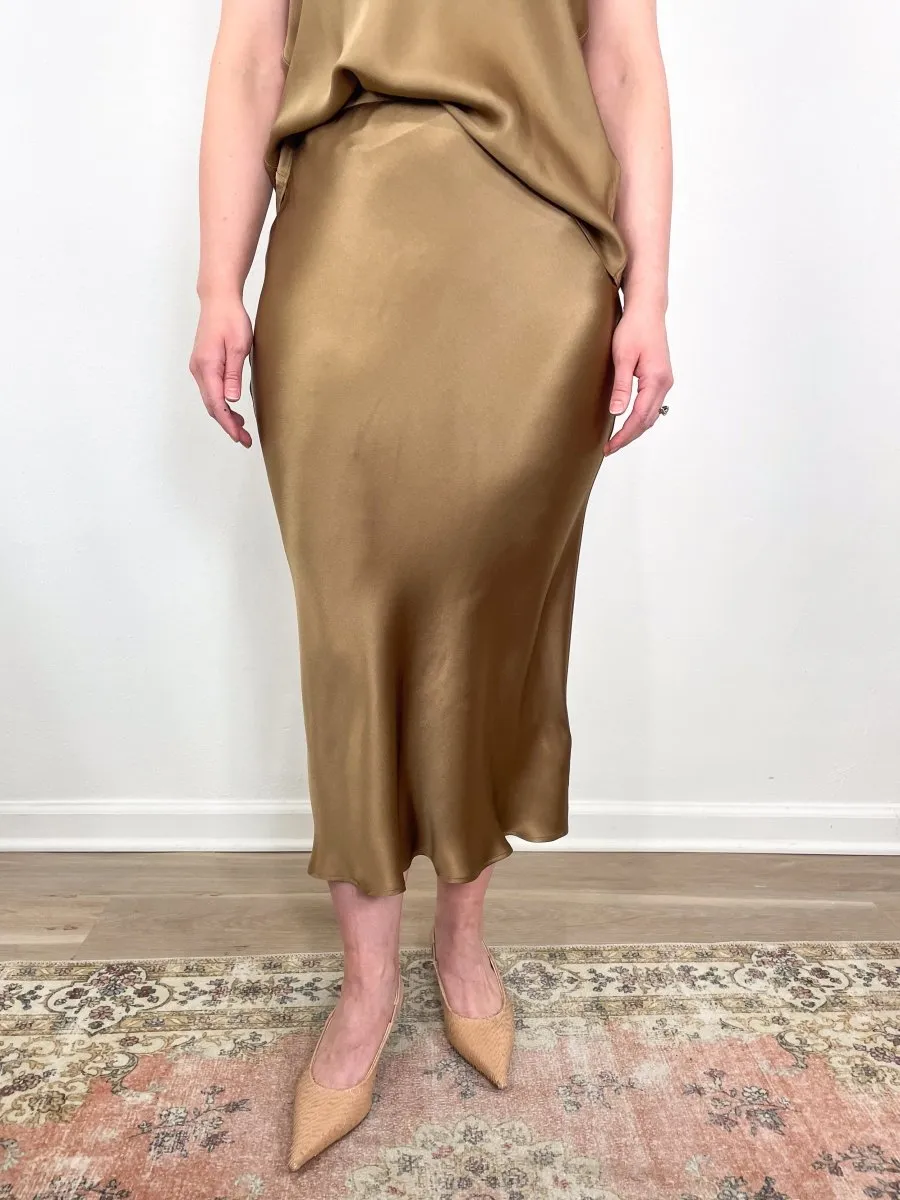 Bar Silk Skirt in Sepia