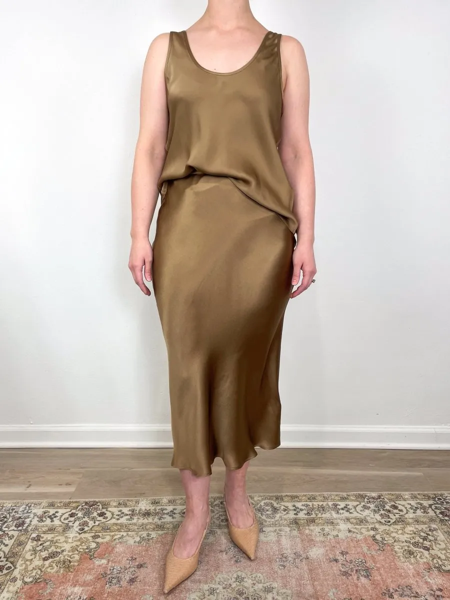 Bar Silk Skirt in Sepia