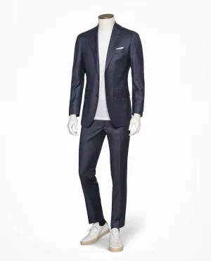 Barberis Canonico 365 Doppio Ritorto S130 Merino Wool Pin Point Navy