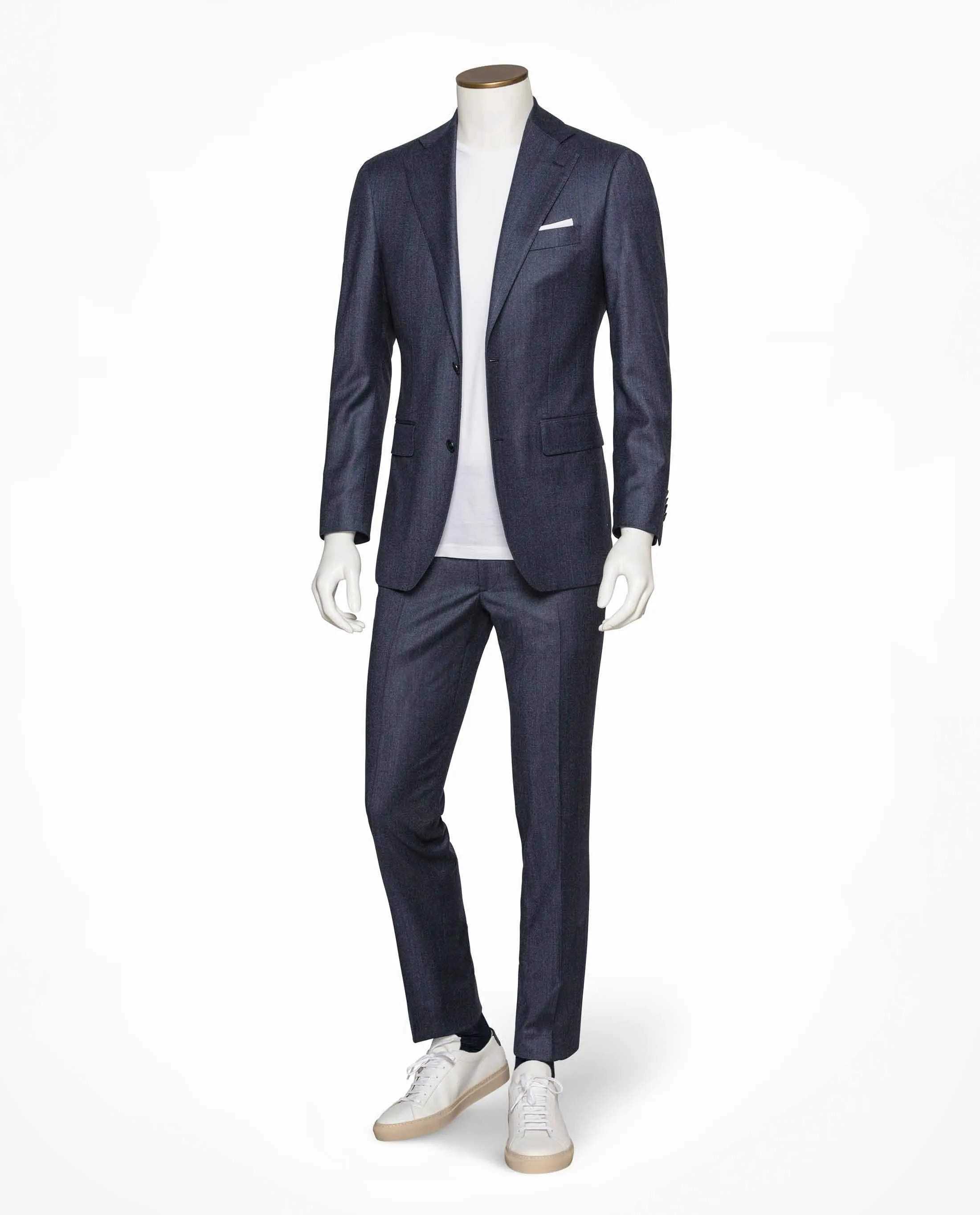 Barberis Canonico 365 Doppio Ritorto S130 Merino Wool Pin Point Navy