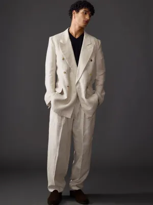 Beige Avalon Double Breasted Linen Suit