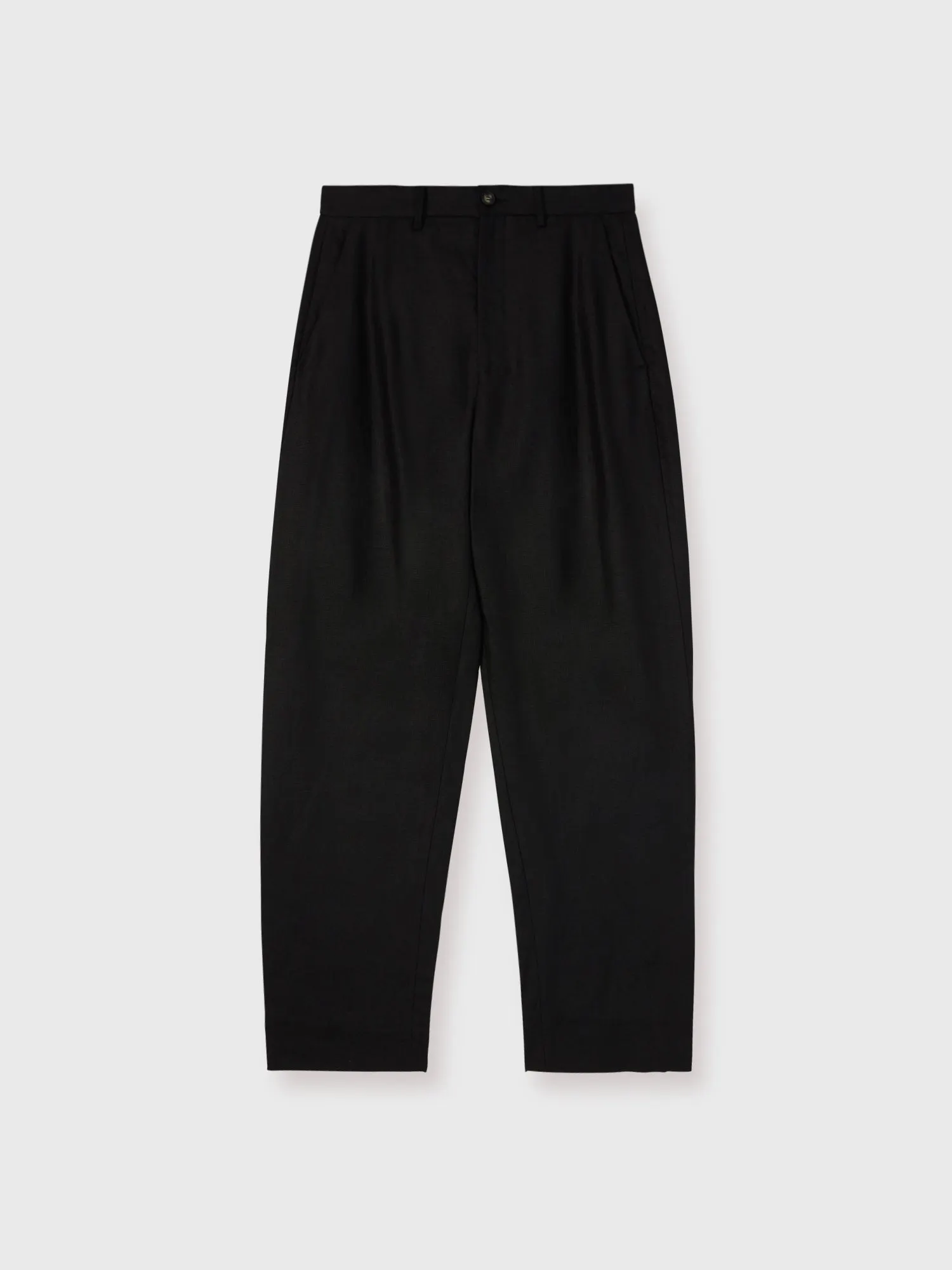 Black Avalon Linen Collarless Suit