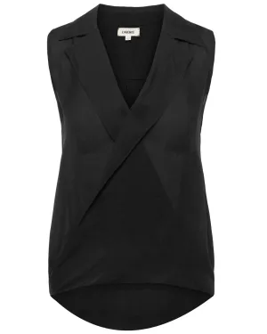 Black Freja Draped Blouse