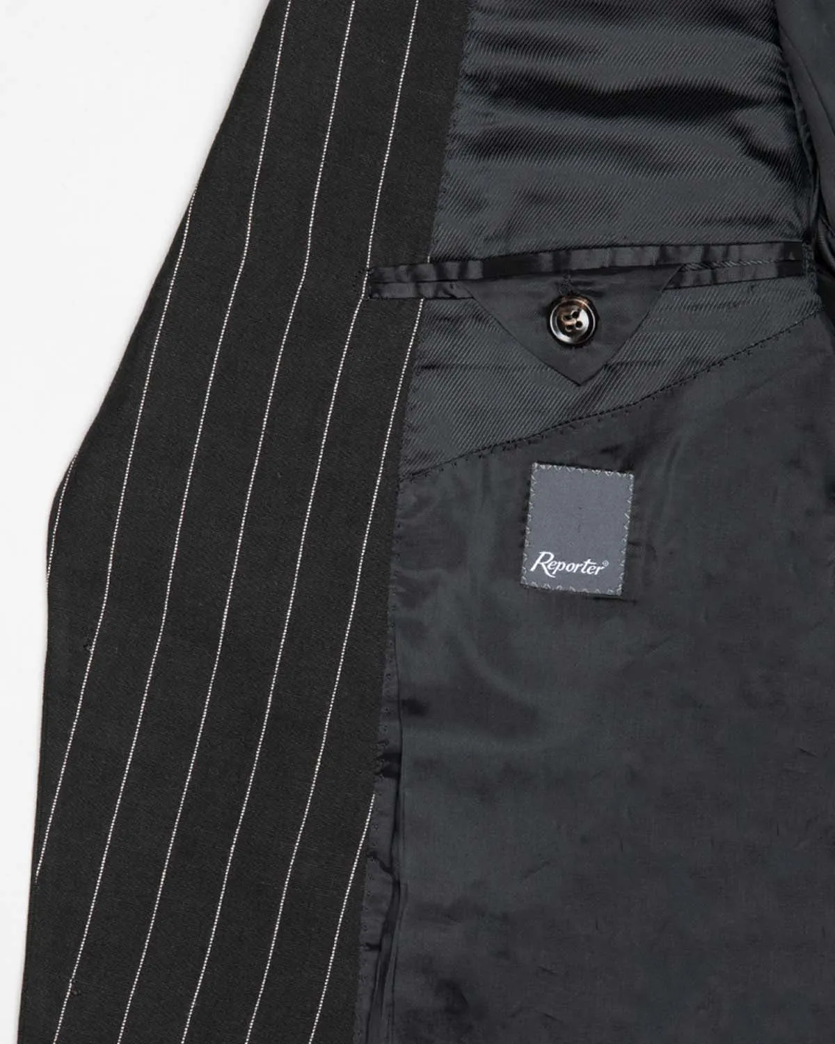 Black pinstripe '90s two piece suit