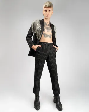 Black pinstripe '90s two piece suit