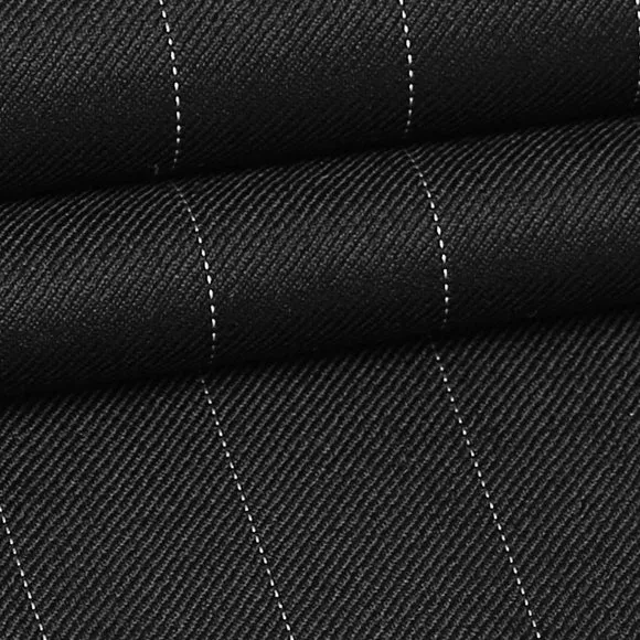 Black Pinstripe - Super 120 Wool