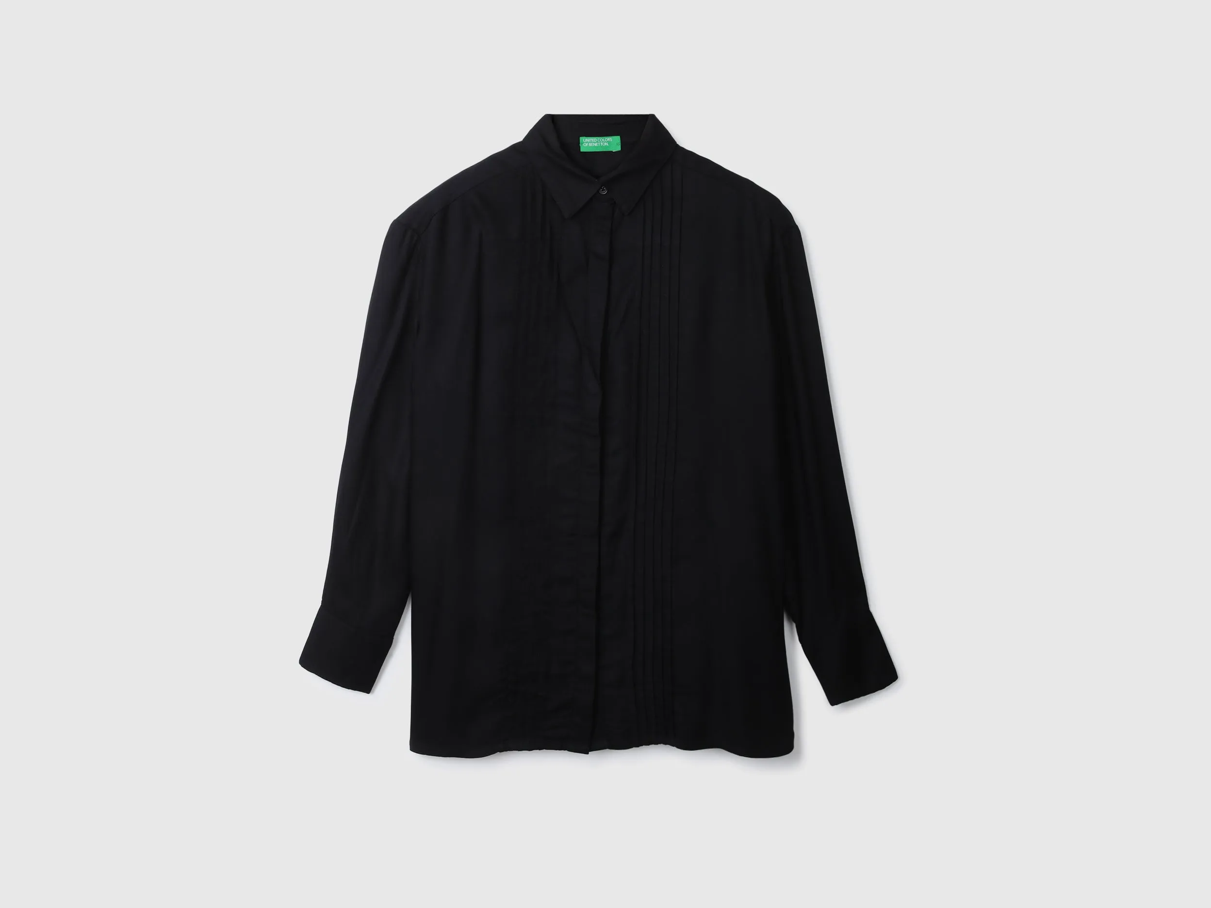 Black Pintuck Pleated Shirt