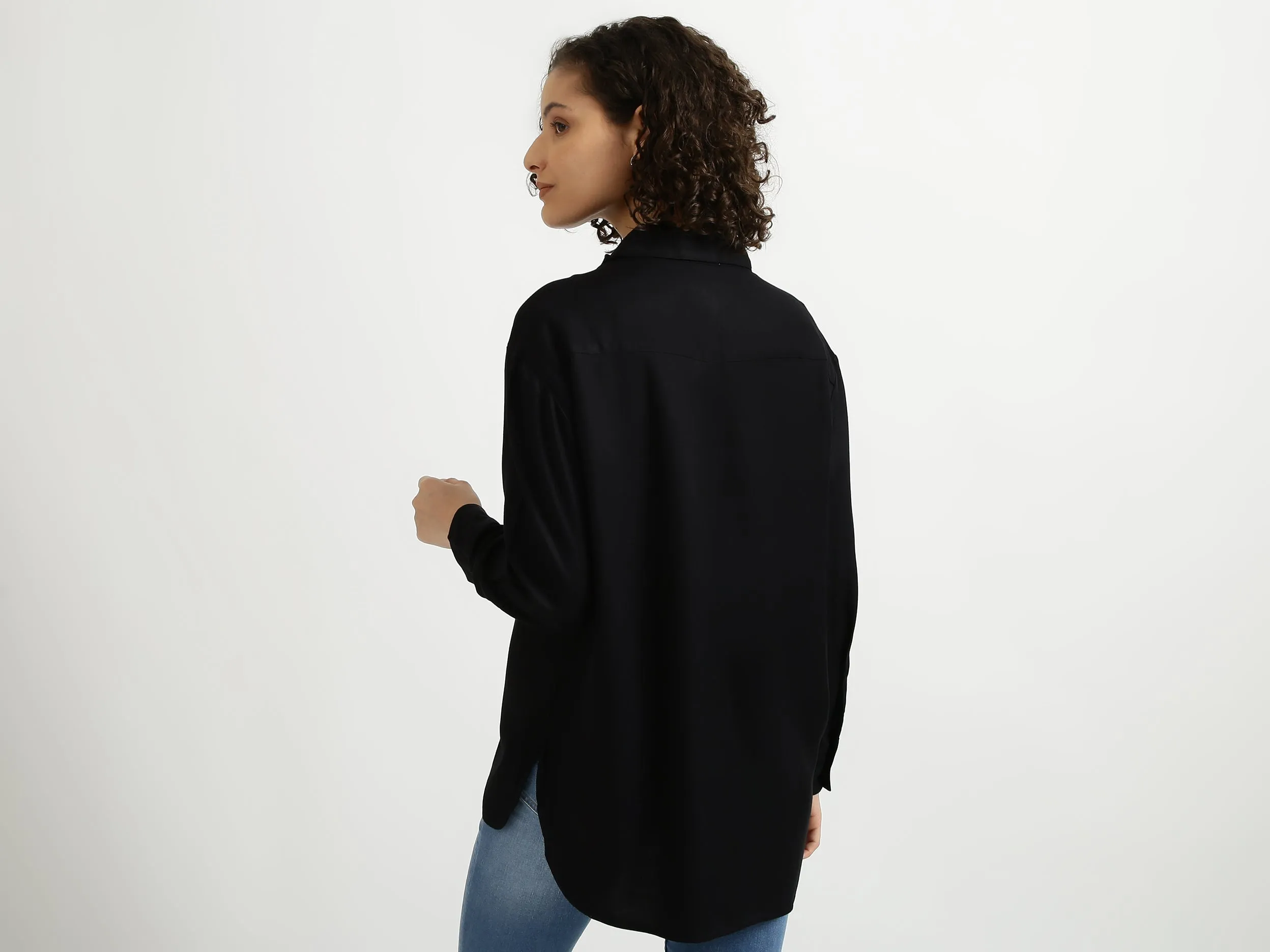 Black Pintuck Pleated Shirt