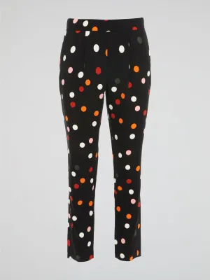 Black Polka Dot Pleated Trousers