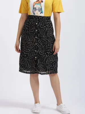 Black Polka Dots High Waisted Skirt