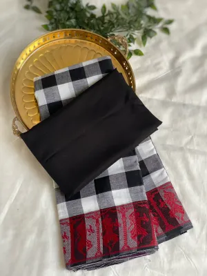Blouse   Chess Check Practice Saree