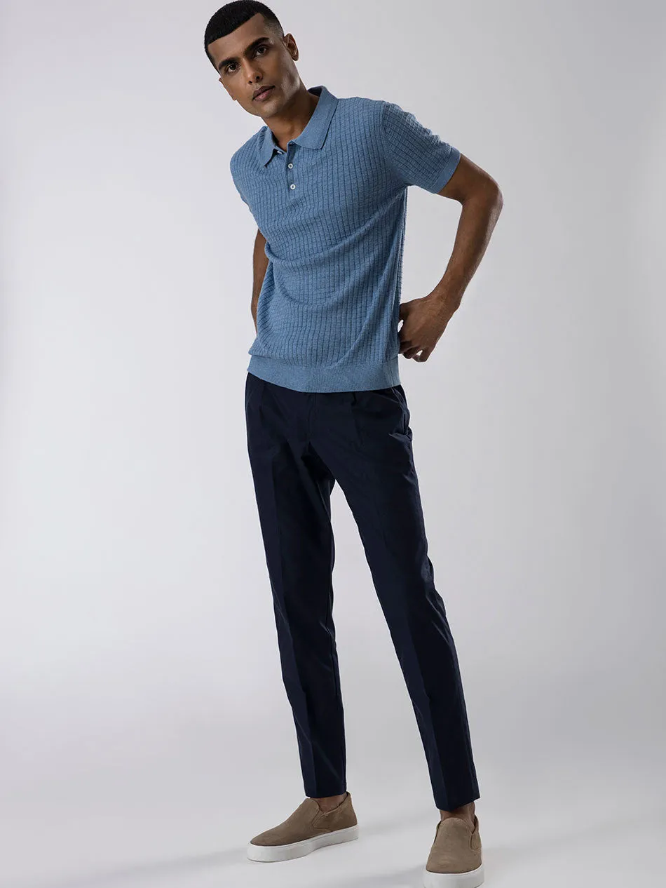 BLUE MELANGE TEXTURED POLO