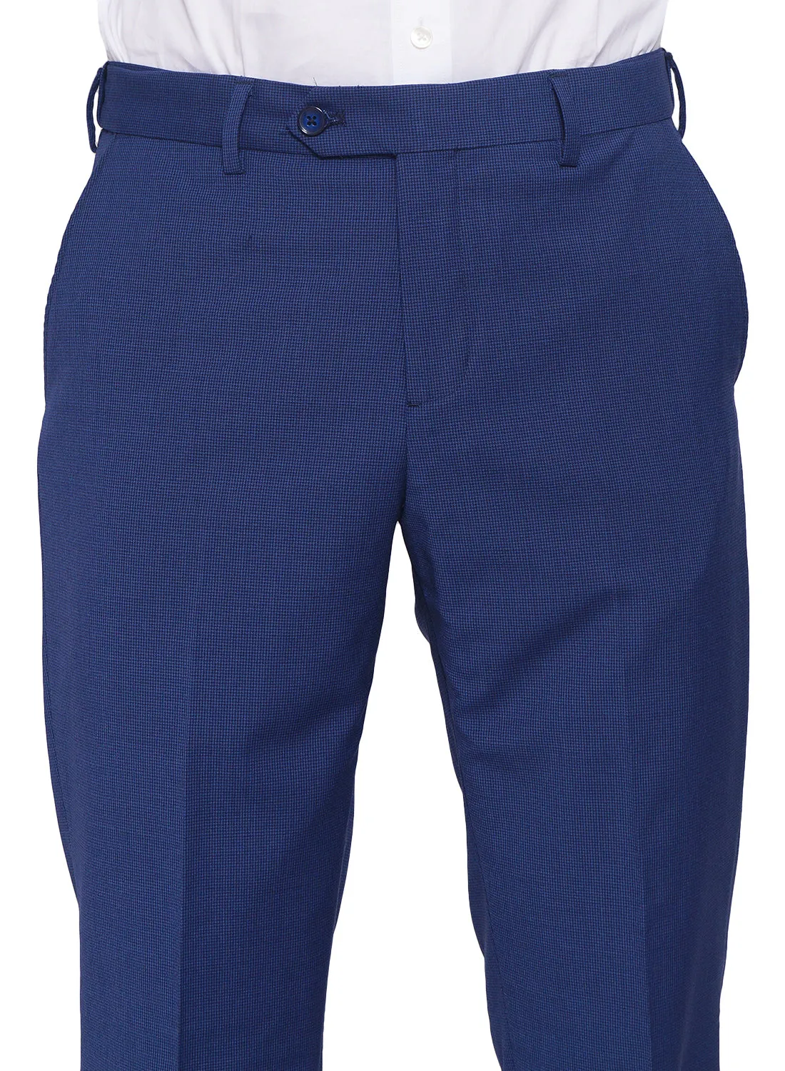Blue Polywool Lycra Solid 2pcs Formal Suit