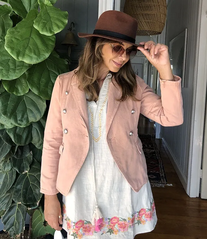 Blush Denim Double Breasted Jacket
