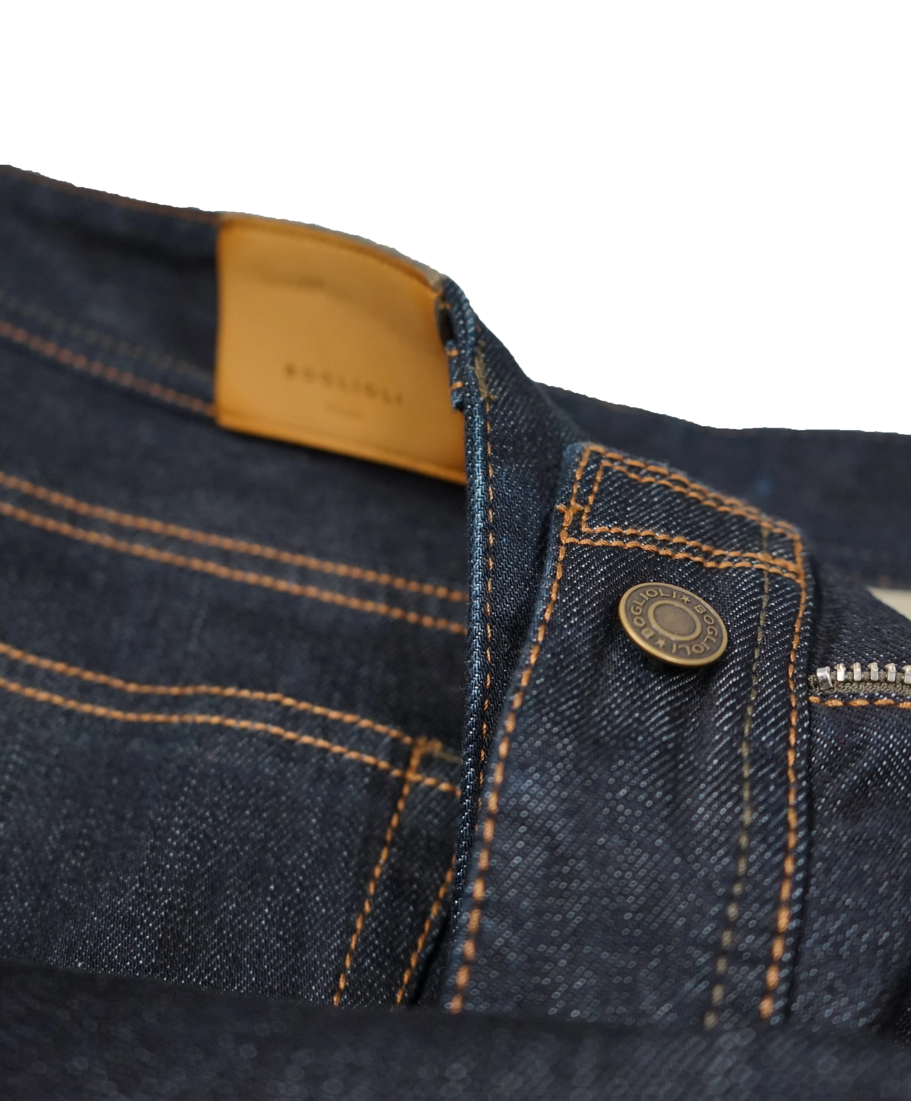 BOGLIOLI - Blue Jeans With Contrast Stitching Leather Logo Tag- 36W