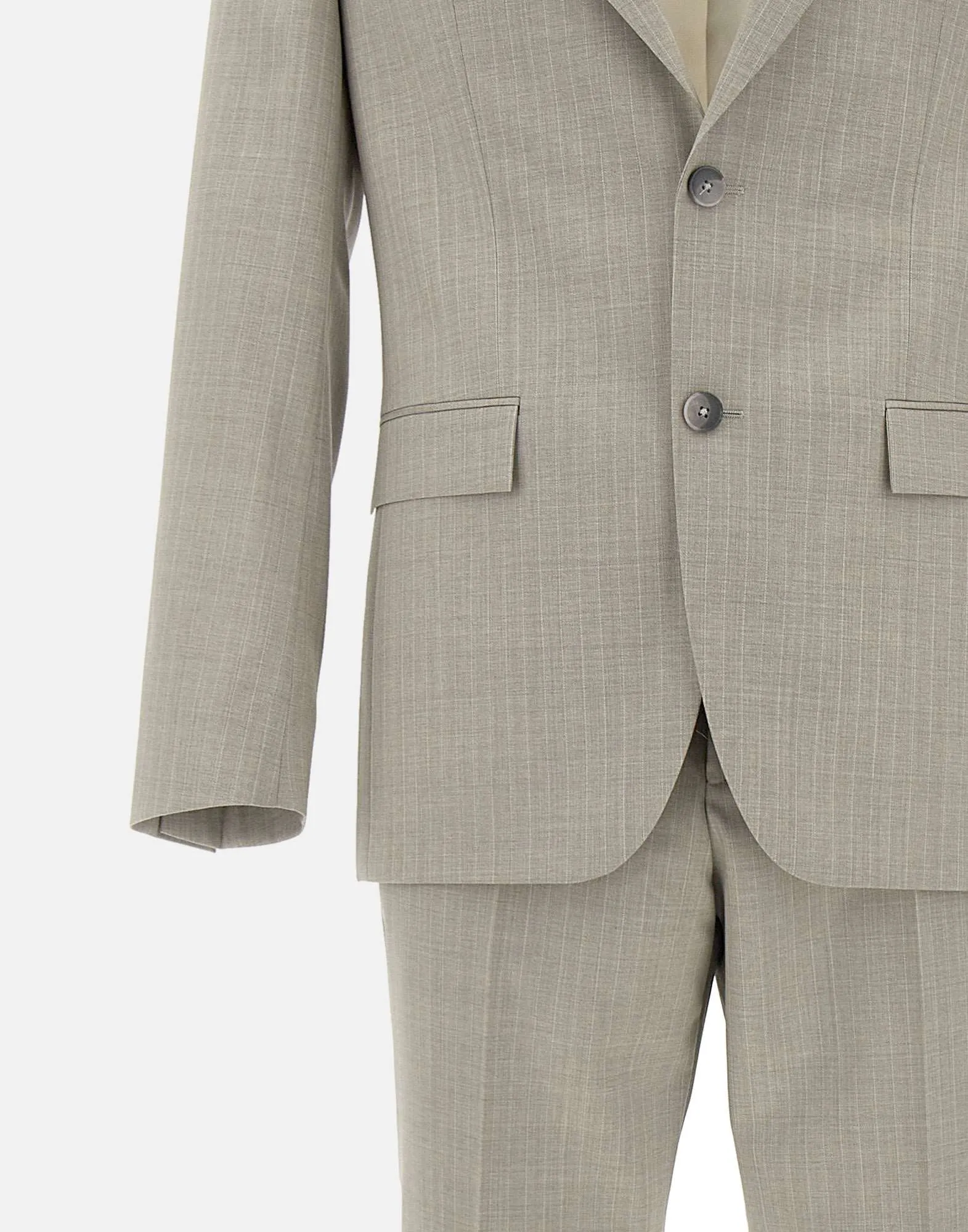 Boss Beige Wool Pinstripe Two Piece Suit
