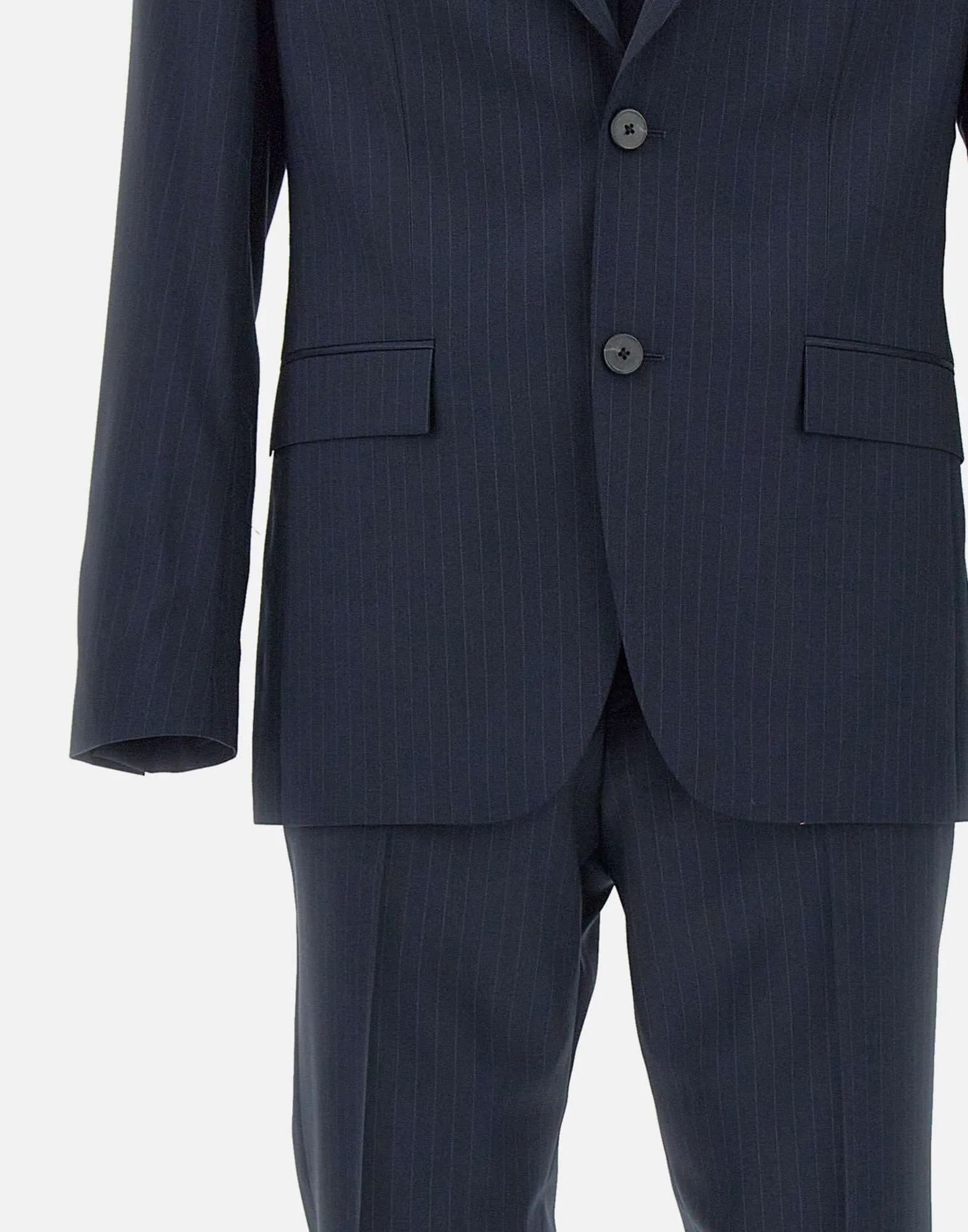 Boss Blue Wool Pinstripe Suit