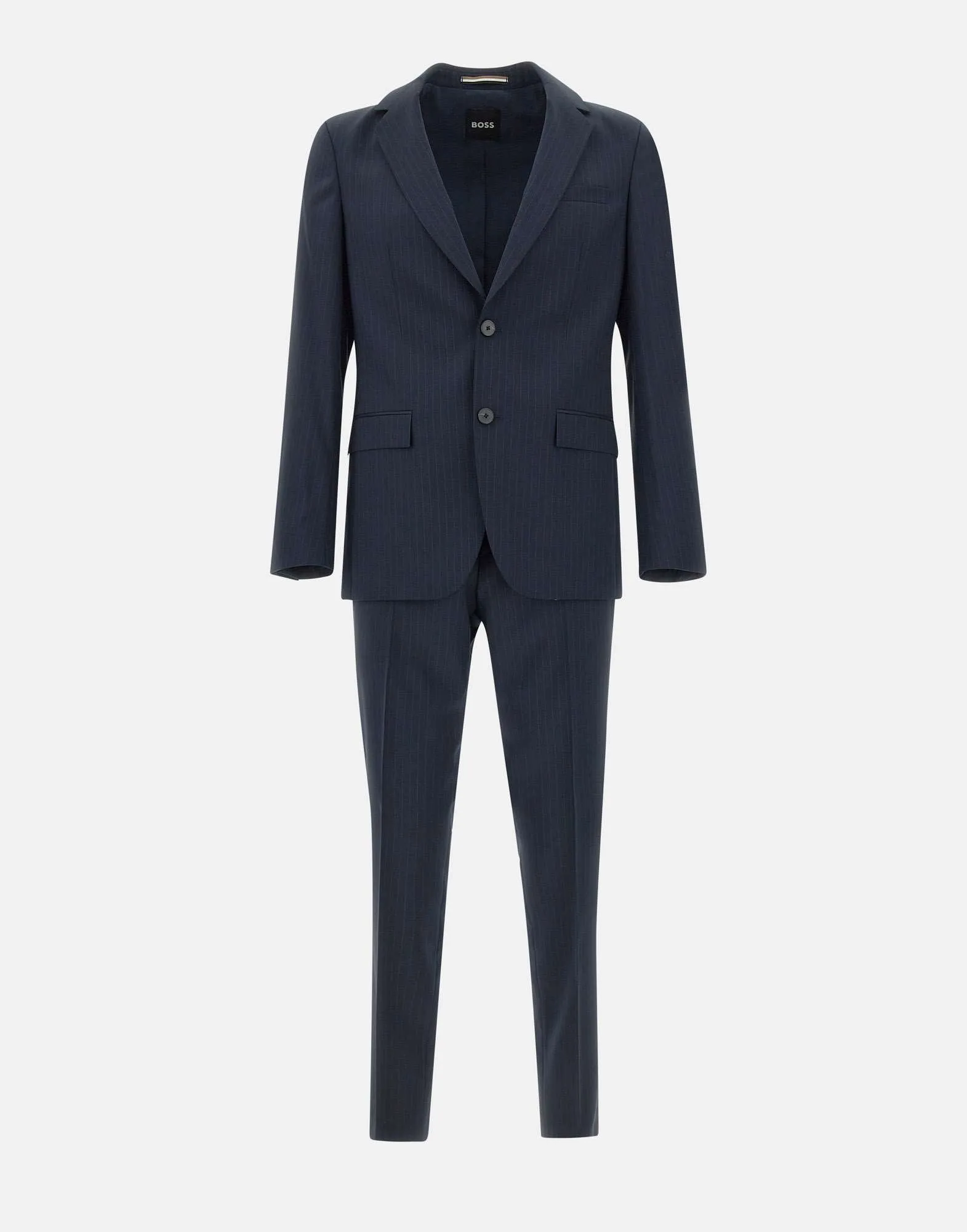 Boss Blue Wool Pinstripe Suit