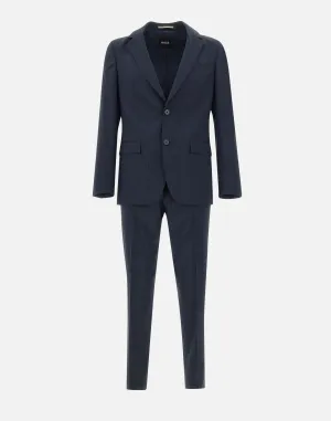Boss Blue Wool Pinstripe Suit